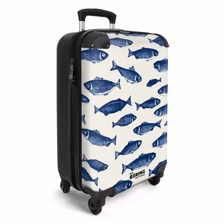 Suitcase - Fish - Pattern - Blue - White — 2