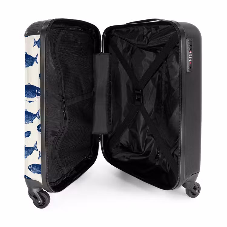 Suitcase - Fish - Pattern - Blue - White — 5