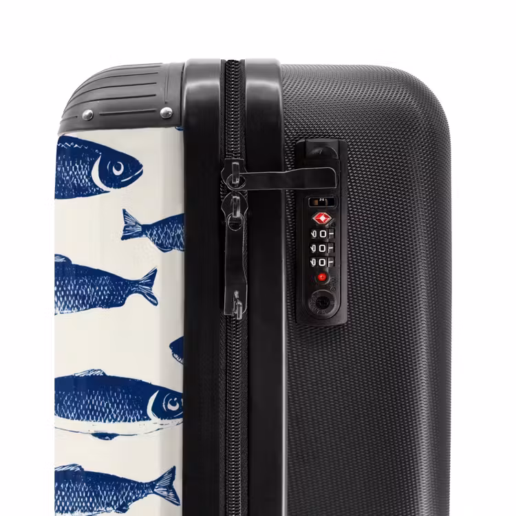 Suitcase - Fish - Pattern - Blue - White — 6