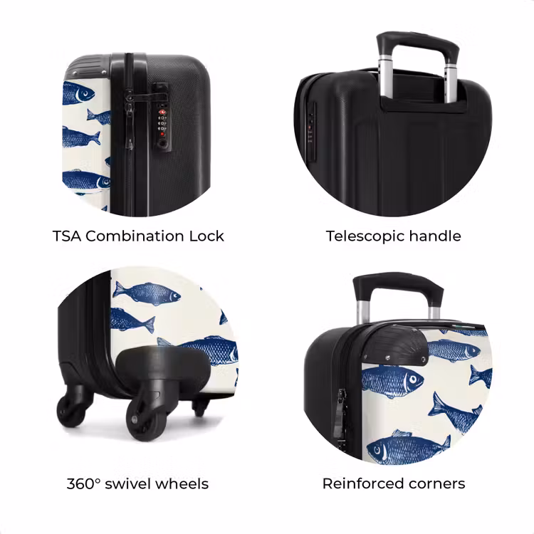 Suitcase - Fish - Pattern - Blue - White — 8
