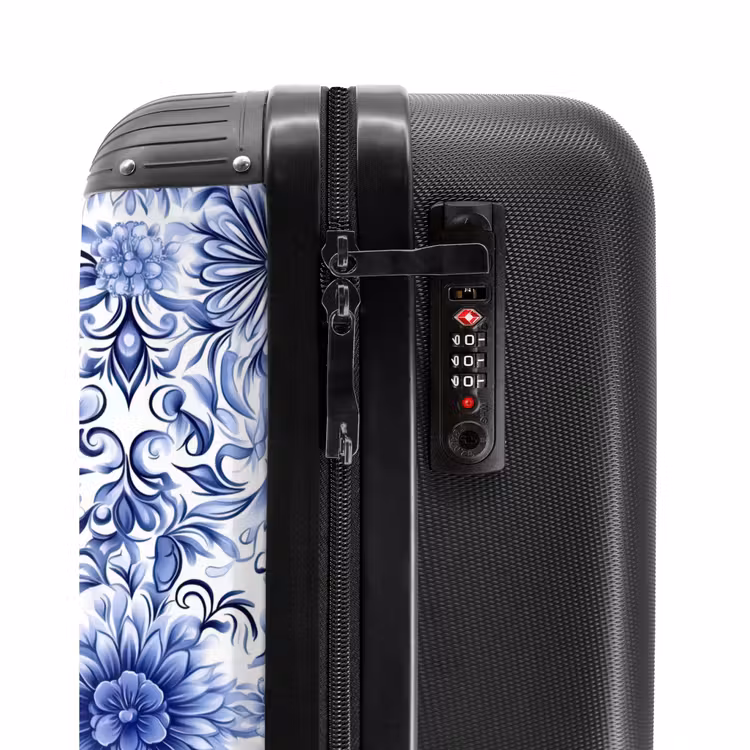Suitcase - Flowers - Blue - Pattern - White — 6