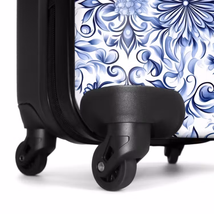Suitcase - Flowers - Blue - Pattern - White — 7