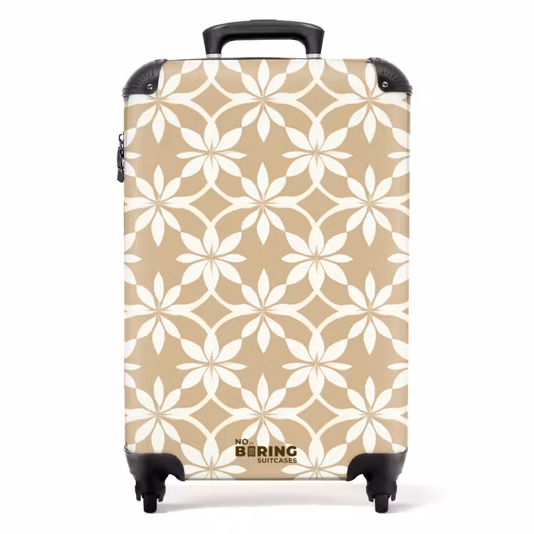 Suitcase - Flowers - Pattern - Beige — 1