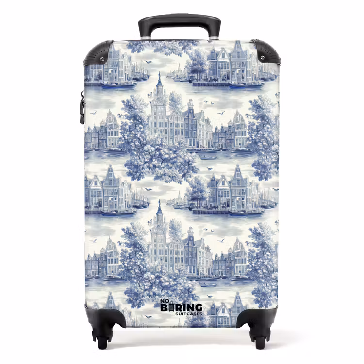Suitcase - Houses - Trees - Water - Birds - Blue — 1