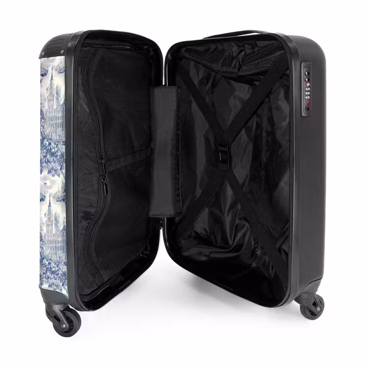 Suitcase - Houses - Trees - Water - Birds - Blue — 5