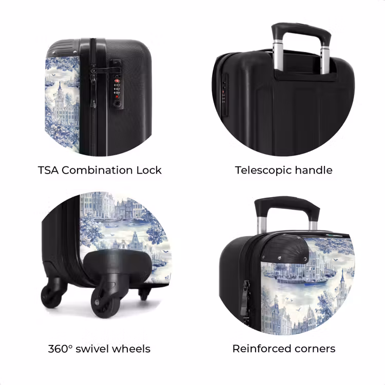 Suitcase - Houses - Trees - Water - Birds - Blue — 8