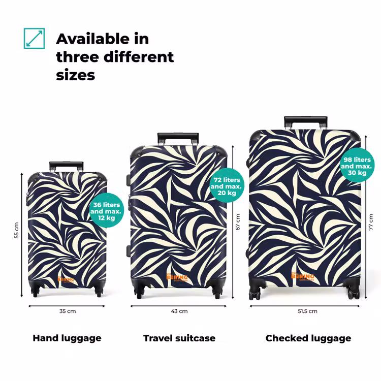 Suitcase - Leaf Shapes - Blue - Pattern - White — 3
