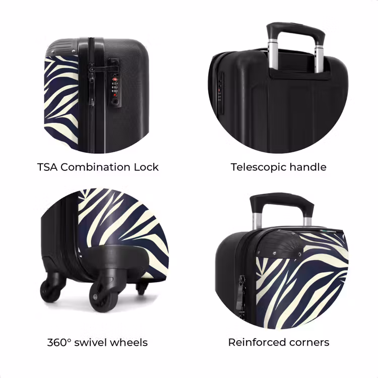 Suitcase - Leaf Shapes - Blue - Pattern - White — 8
