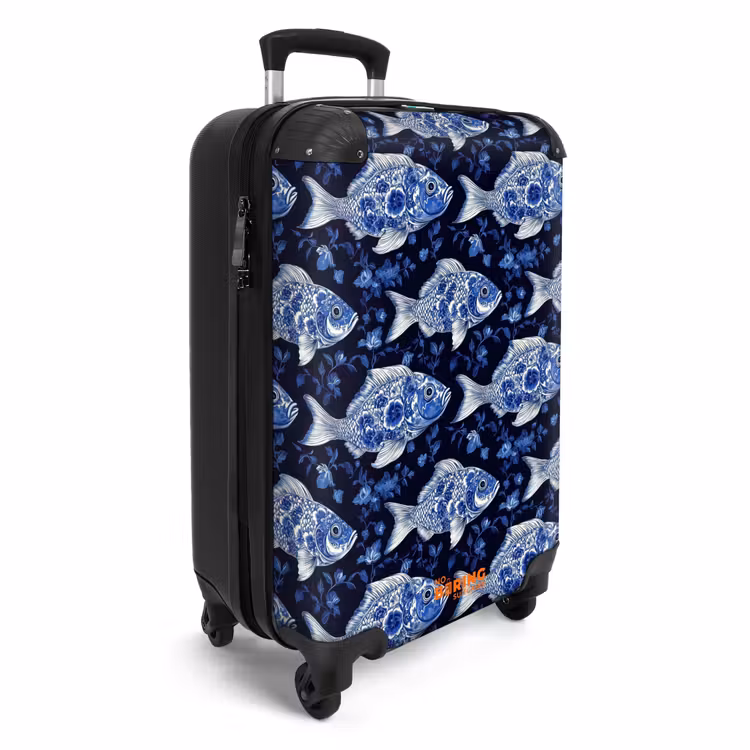 Suitcase - Pisces - Flowers - Blue — 2