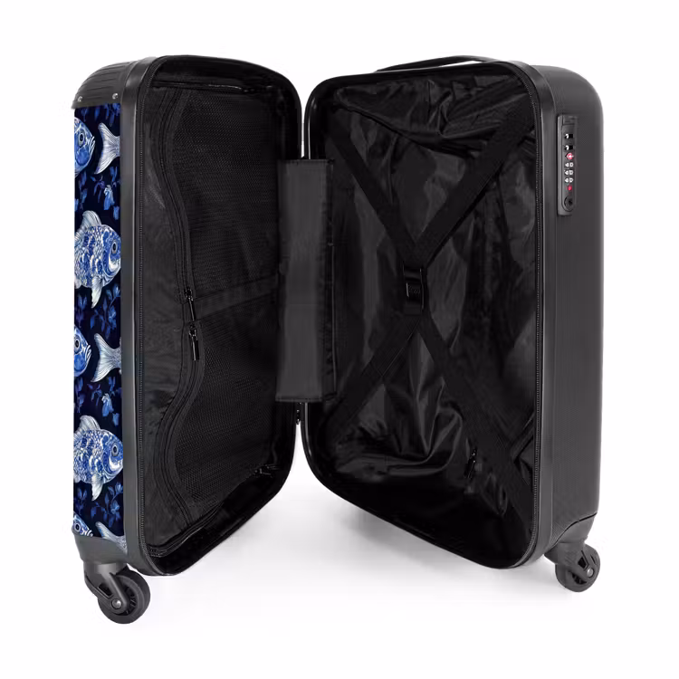 Suitcase - Pisces - Flowers - Blue — 5