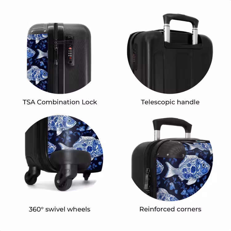 Suitcase - Pisces - Flowers - Blue — 8