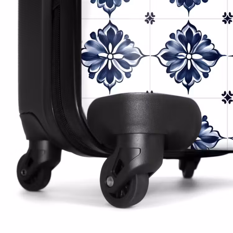 Suitcase - Tile pattern - Blue - White - Flower — 7