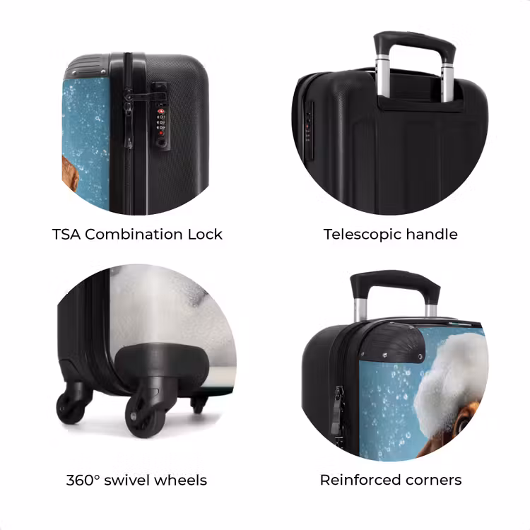 Suitcase - Dachshund - Bath - Foam - Water drops — 8