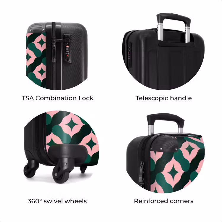 Suitcase - Green - Pink - Retro - Stars — 8