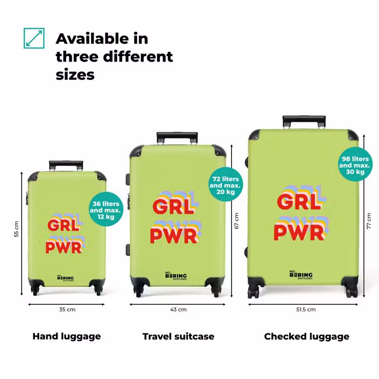 Suitcase - Grl pwr - Green - Red - 3D — 3