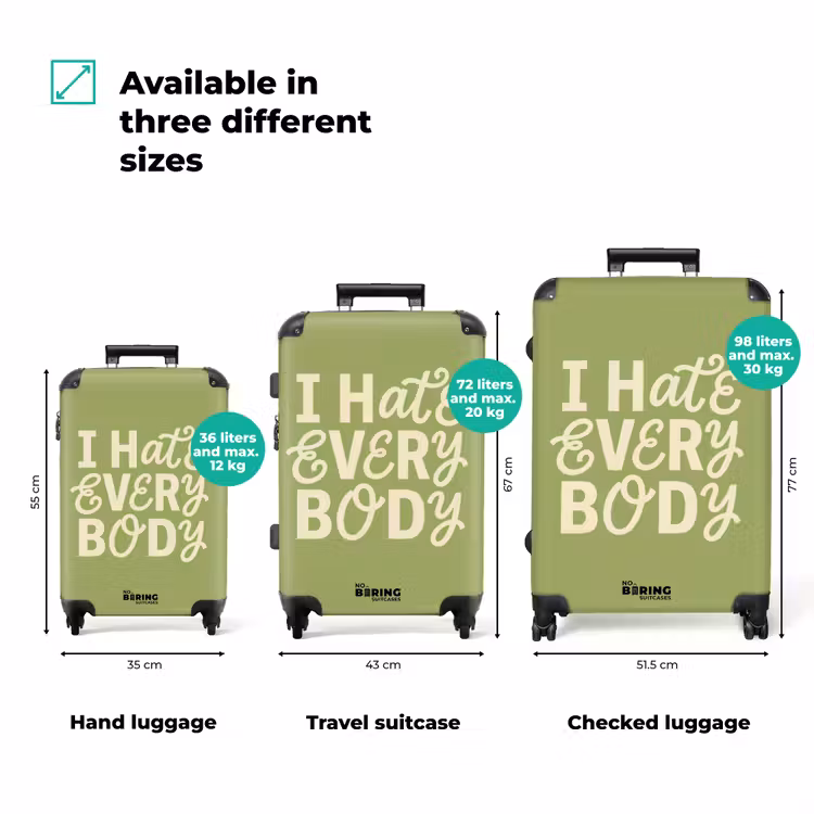 Suitcase - I hate everybody - Green - Retro — 3