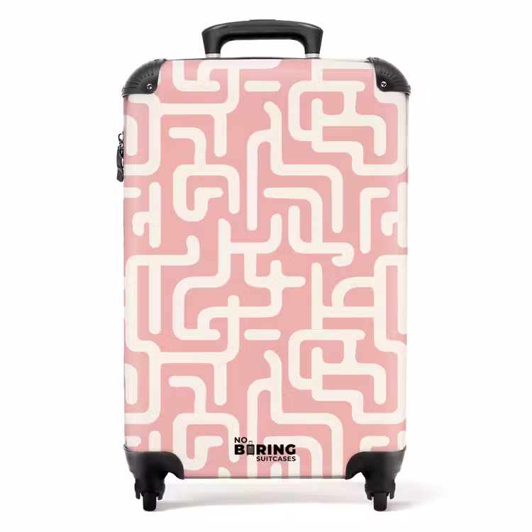 Suitcase - Maze pattern - Pink - White - Abstract — 1