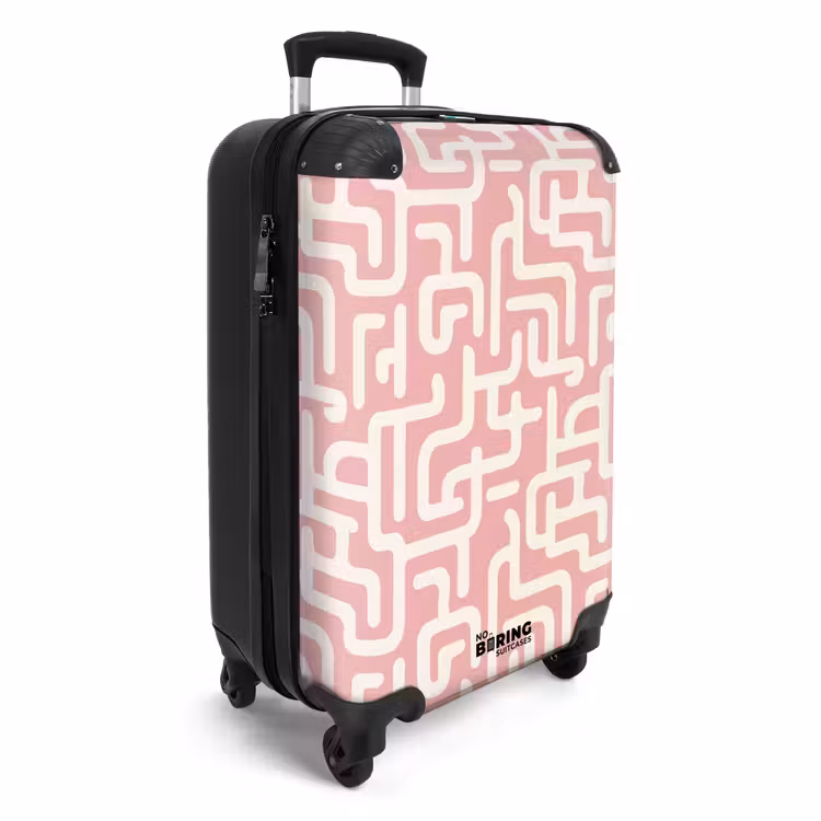 Suitcase - Maze pattern - Pink - White - Abstract — 2