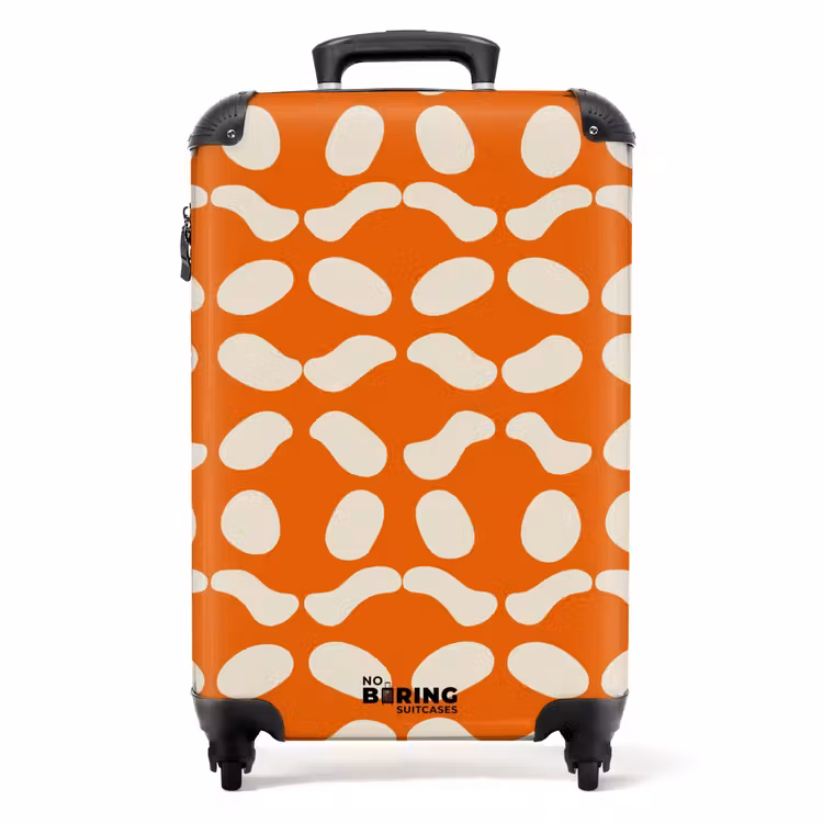 Suitcase - Orange - Checkered pattern - White — 1