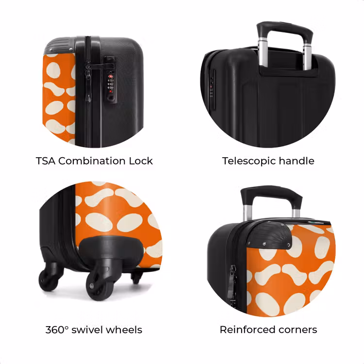 Suitcase - Orange - Checkered pattern - White — 8