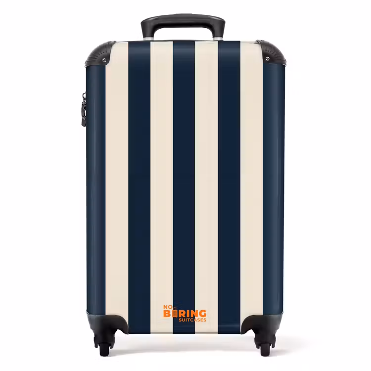 Suitcase - Vertical stripes - Blue - Cream — 1