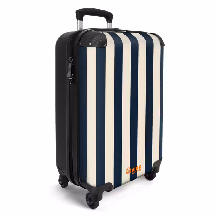 Suitcase - Vertical stripes - Blue - Cream — 2