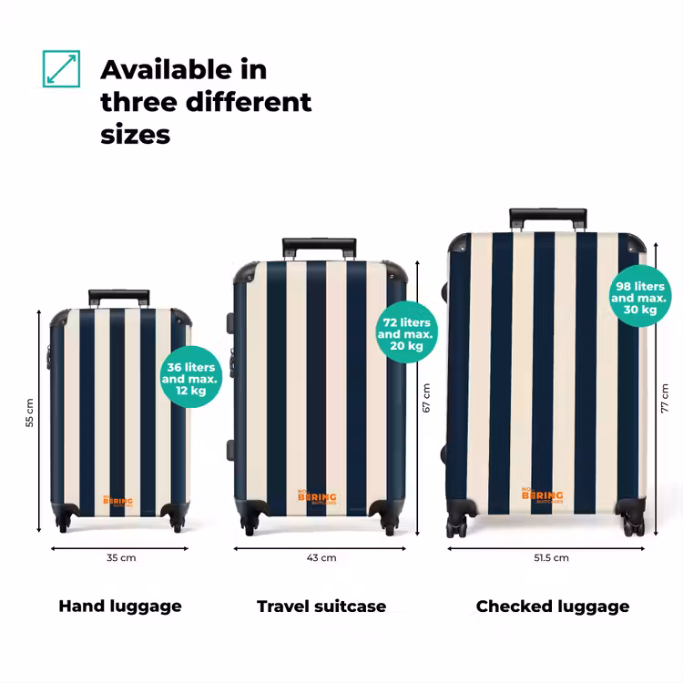 Suitcase - Vertical stripes - Blue - Cream — 3