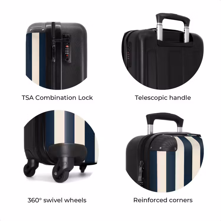 Suitcase - Vertical stripes - Blue - Cream — 8