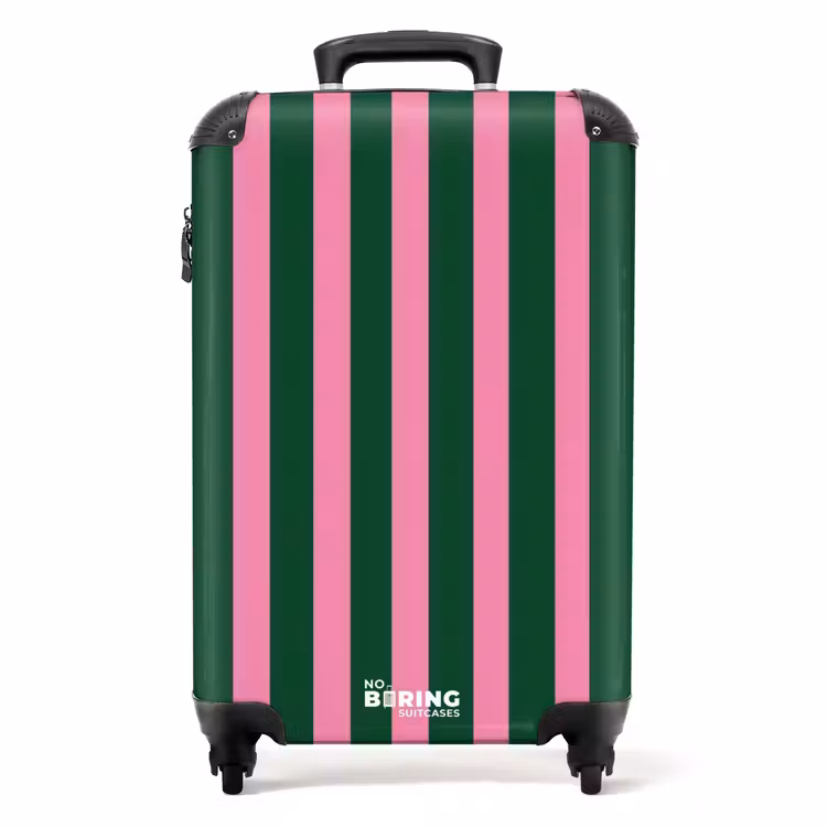 Suitcase - Vertical stripes - Green - Pink — 1