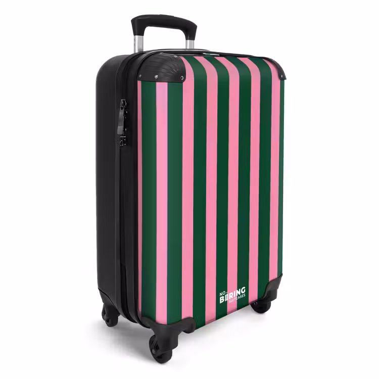 Suitcase - Vertical stripes - Green - Pink — 2