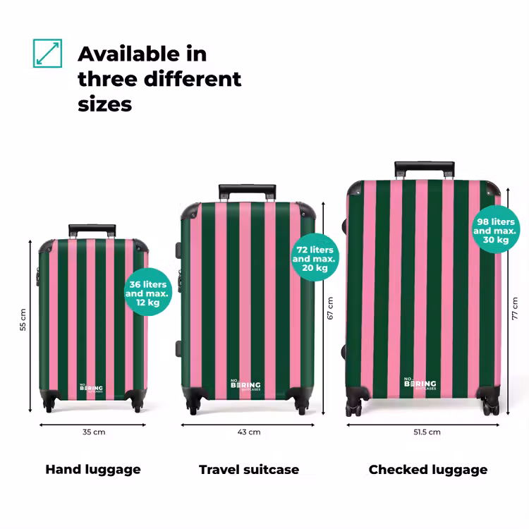 Suitcase - Vertical stripes - Green - Pink — 3