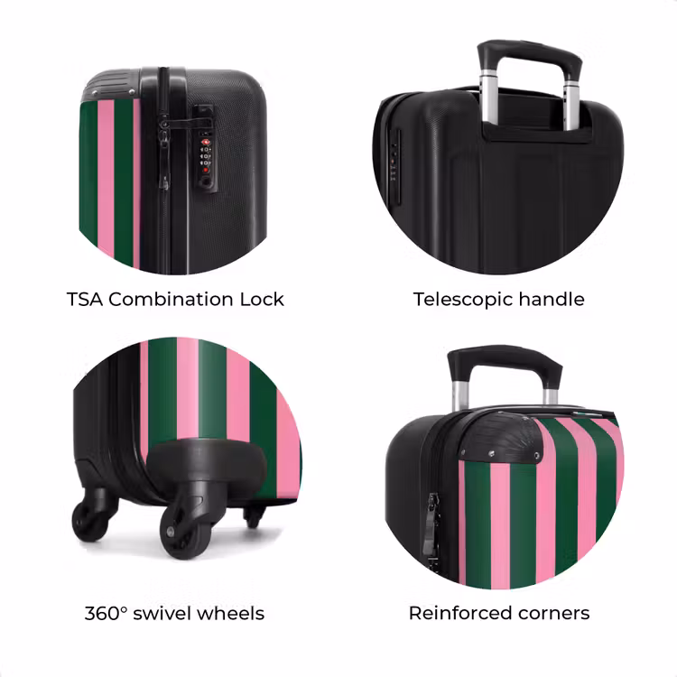 Suitcase - Vertical stripes - Green - Pink — 8