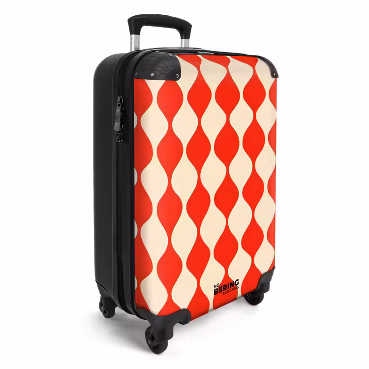 Suitcase - Wavy pattern - Retro - Red - Beige — 2