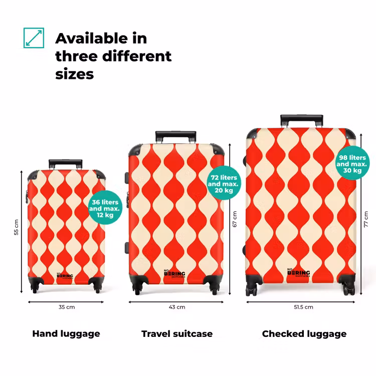 Suitcase - Wavy pattern - Retro - Red - Beige — 3