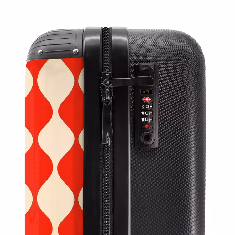 Suitcase - Wavy pattern - Retro - Red - Beige — 6