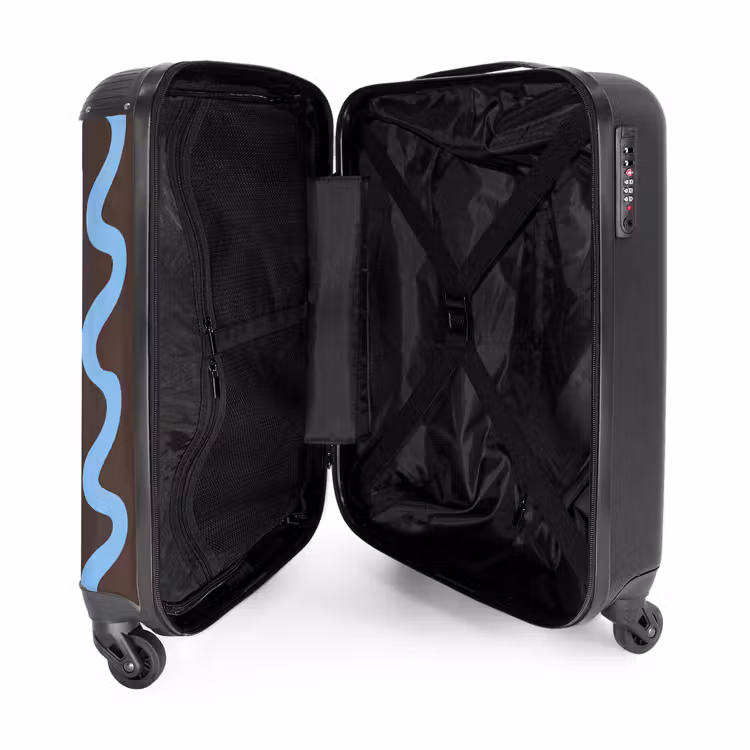 Suitcase - Winding lines - Blue - Brown - Minimalist — 5