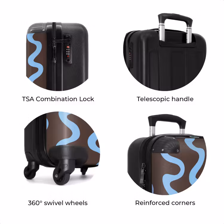 Suitcase - Winding lines - Blue - Brown - Minimalist — 8