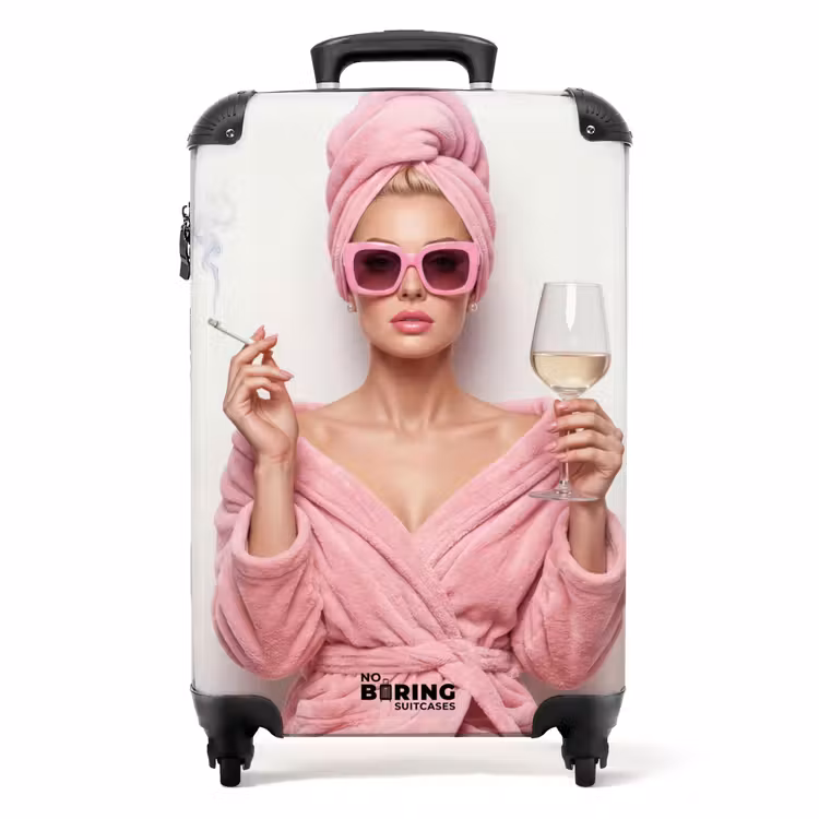 Suitcase - Woman - Pink - Wine - Sunglasses — 1
