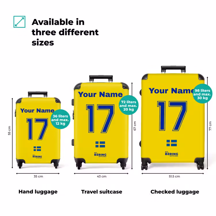 Suitcase with name - Sweden home jersey — 3