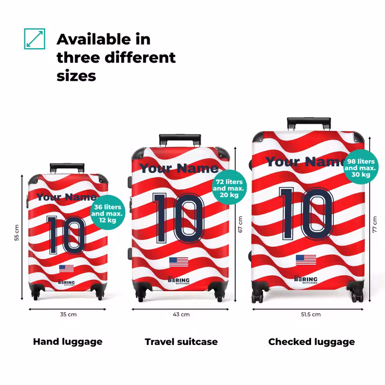 Suitcase with name - USA home jersey — 3