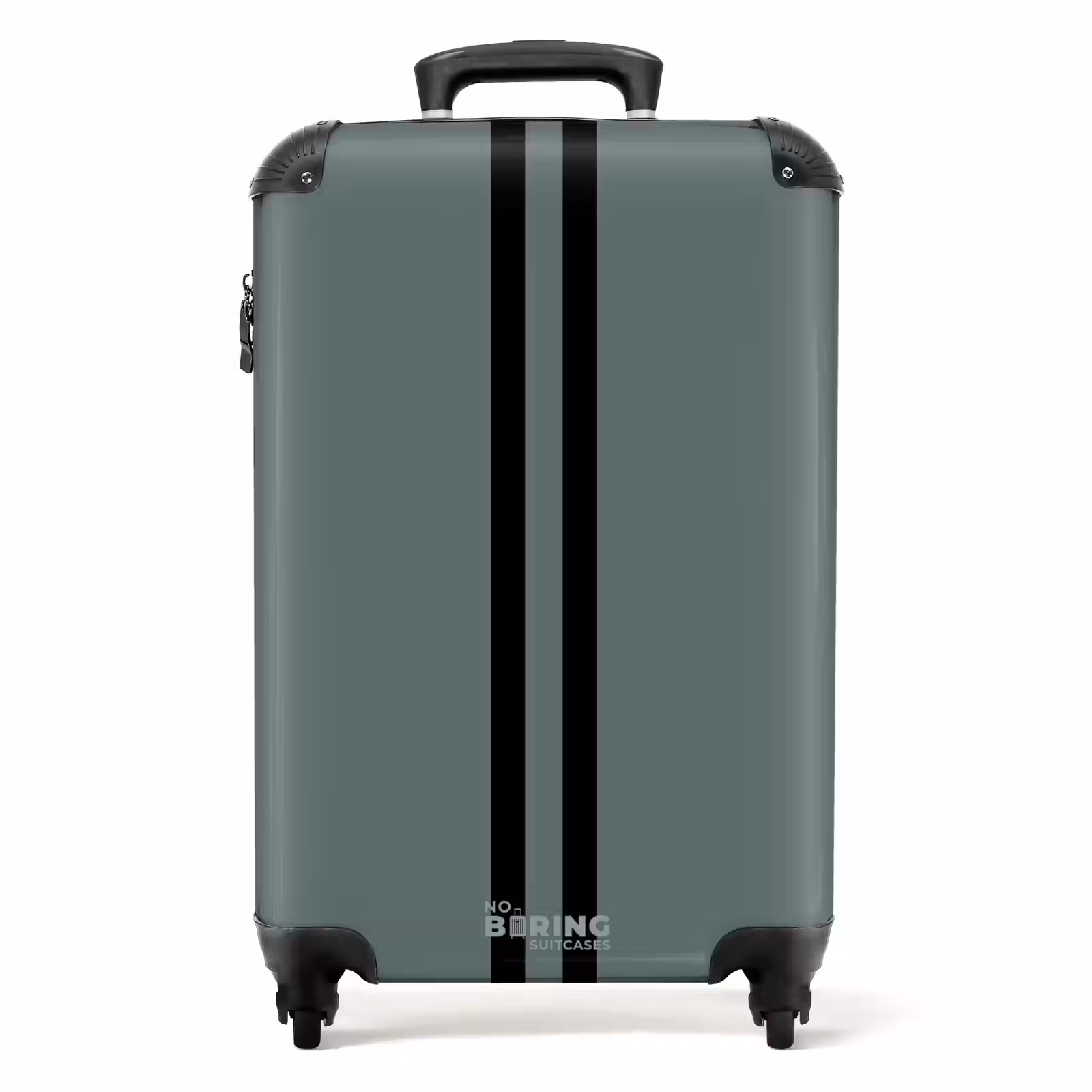 Suitcase - Green background with double vertical black stripes — 1