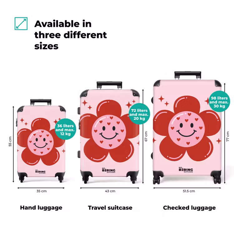 Suitcase - Flower - Pink - Hearts — 3