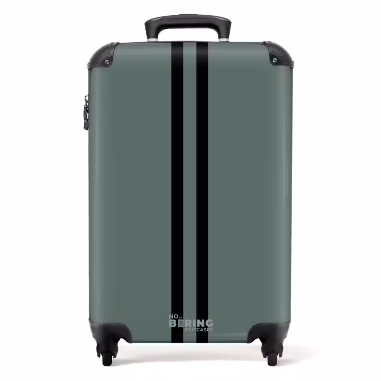 Suitcase - Green background with double vertical black stripes — 1