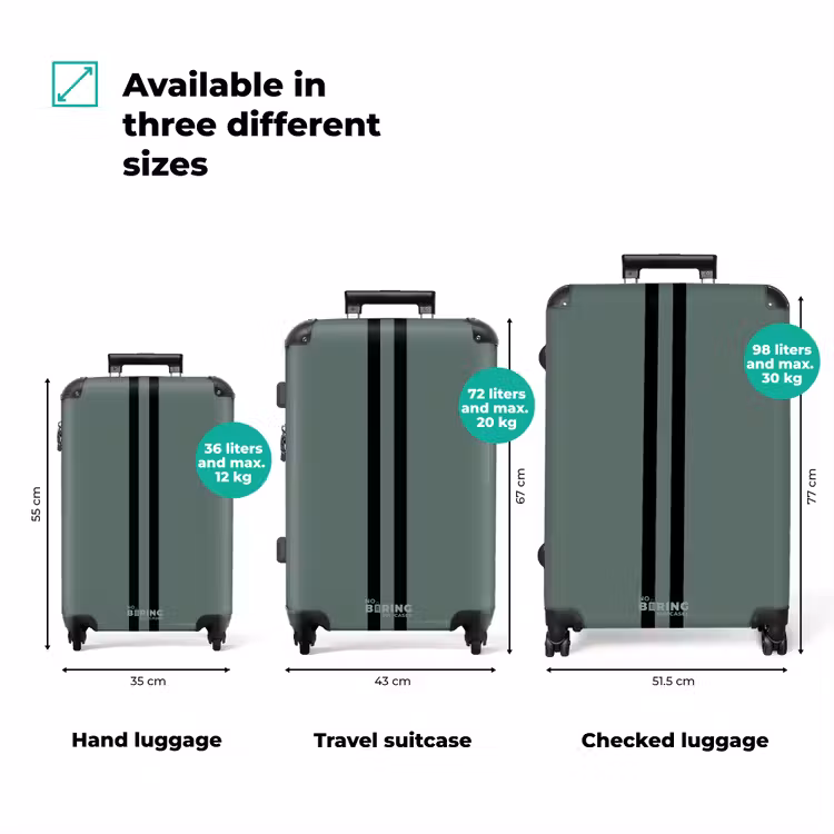 Suitcase - Green background with double vertical black stripes — 3