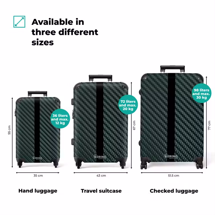 Suitcase - Green carbon structure with black center stripe — 3