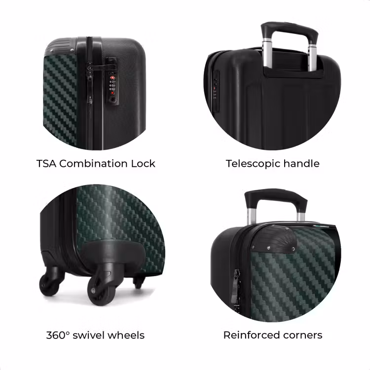 Suitcase - Green carbon structure with black center stripe — 8