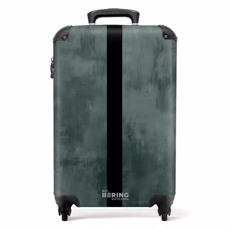 Suitcase - Green concrete look with black stripe — 1
