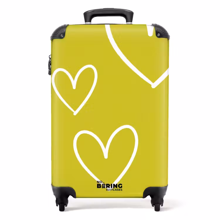 Suitcase - Green - Hearts - White — 1