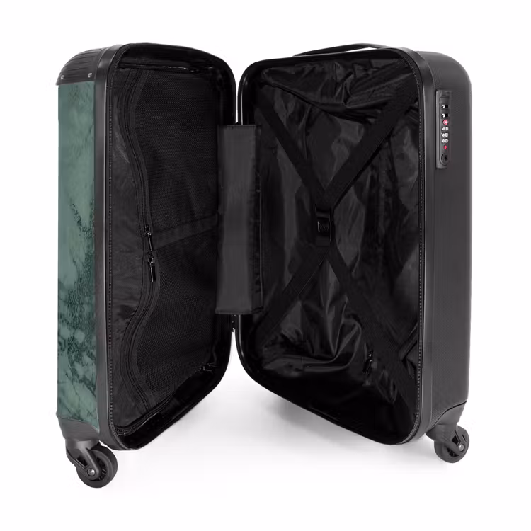 Suitcase - Green marble look with black vertical stripe — 5