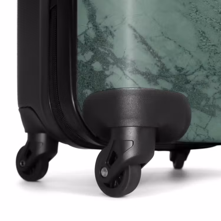 Suitcase - Green marble look with black vertical stripe — 7